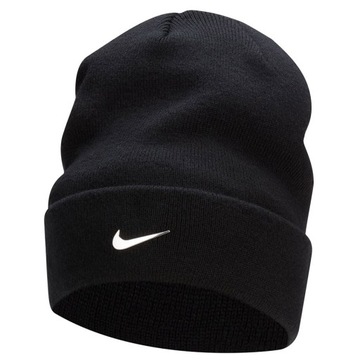 Czapka Zimowa Nike Peak Beanie Czarna Lekka Ciepła Metalowe Logo Silver