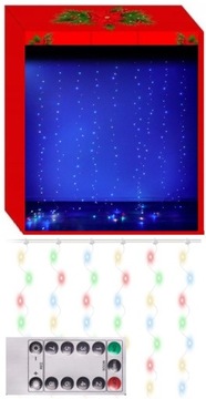 KURTYNA Świetlna NA PILOT 3x3m DRUCIKI KOLOROWE Druty Lampki Świąteczne LED