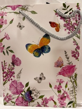 torebka prezentowa ok 18x24x8,5cm urodziny imieniny kwiaty brokat sztywna