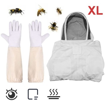 ТОЛСТОВКА ДЛЯ ПЧЕЛОВОДСТВА, СЪЕМНАЯ ШАПКА, РАЗМЕР XL Z + ПЕРЧАТКИ