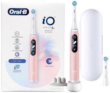 Szczoteczka elektryczna Oral-B iO 6s Pink Sand w zestawie 2 końcówki i etui
