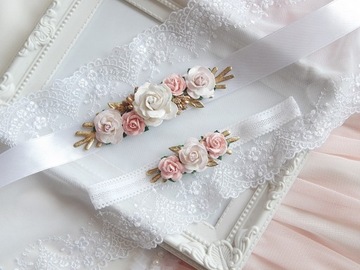 RÓŻANY pasek i opaska ZESTAW