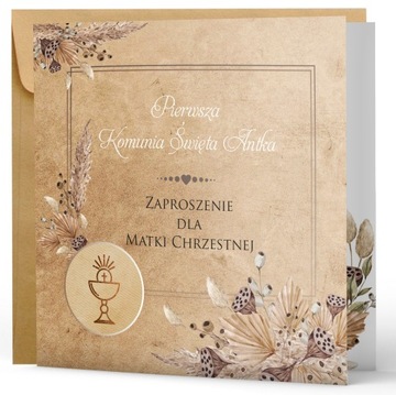 ZAPROSZENIA na Komunię dla Matki Chrzestnej Ojca Chrzestnego PAPIER PERŁOWY