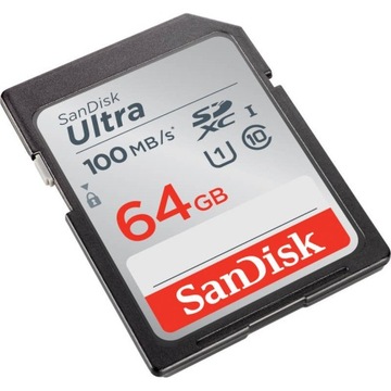 Карта Sandisk SDXC 64 ГБ со скоростью 100 МБ/с, класс 10