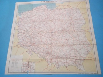 Mapa samochodowa Polski w tym Okręg Stalinogrodzki)
