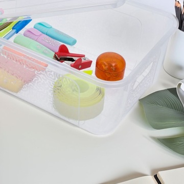 ПЛАСТИКОВЫЙ КОНТЕЙНЕР с крышкой, закрытая коробка, прозрачный органайзер, 5л.