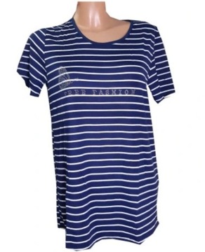 Bluzka KOSZULKA T-SHIRT paski cyrkonie KOBIECA M