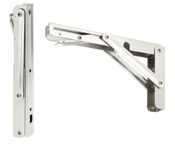 2x SKŁADANY WSPORNIK BLATU PÓŁKI STOŁU WYTRZYMAŁY KĄTOWNIK 300 MM STAL SS