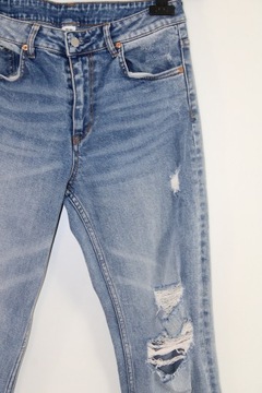 x5 H&M Modne Damskie Niebieskie Spodnie Jeans Dziury Przetarcia 40 L