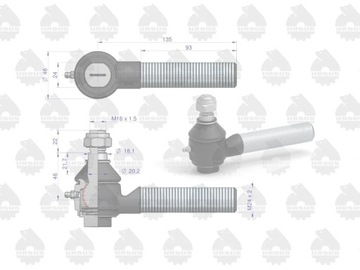 Шаровой шарнир II с резьбой и гайкой 46635070 50635070 901020 80220019 C