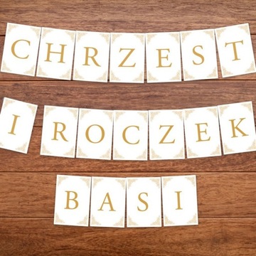 БАННЕР-гирлянда Крещение+имя ребенка 1 год ЗОЛОТО