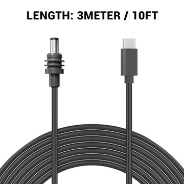 Кабель питания USB C-DC для спутника, 10 футов, 20AWG, 100 Вт, IP68 CC