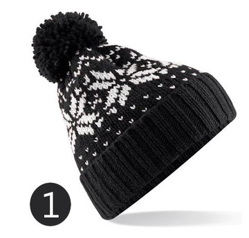 Норвежская шапка, теплая, норвежского узора с помпоном.1