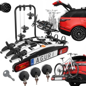 BAGAŻNIK ROWEROWY UCHWYT NA HAK AGURI ACTIVE BIKE 3 ROWERY UCHYLANY 13-PIN