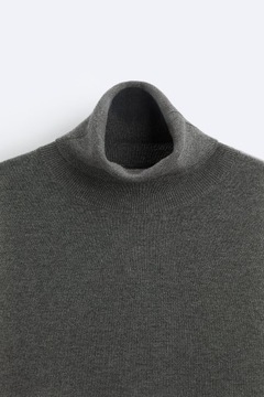 ZARA klasyczny sweter z golfem szary XL