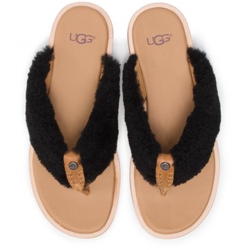 UGG japonki skóra futro czarne r. 36