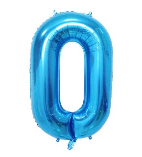 BALON FOLIOWY CYFERKA CYFRA 0 NIEBIESK GIGANT 80CM