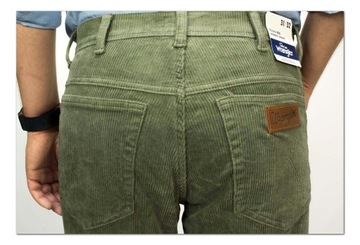 Wrangler Texas Dusty Olive męskie spodnie sztruks W33 L30