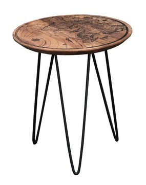 STOLIK Kawowy Ława LOFT Mango Metal Brąz MAPA 46cm