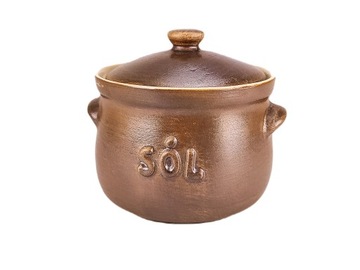 ceramiczny pojemnik na sól 0,5l kamionka Kołda rękodzieło