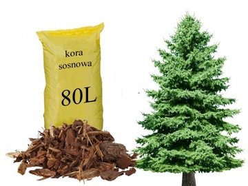 KORA SOSNOWA BIO NATURALNA ŚCIÓŁKA DO OGRODU ŚREDNIO - GRUBA 2-12CM 80L