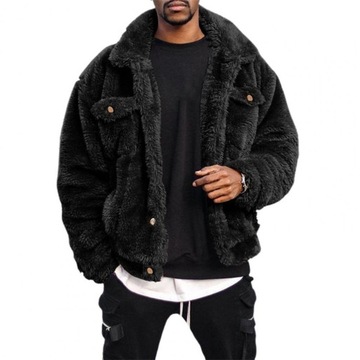 Winter Coat Solid Color Plush Simple Fluffy Men Ja