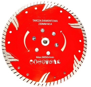 TARCZA DIAMENTOWA DO CIĘCIA BETONU GRANITU 230mm M14 FLANSZA