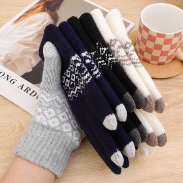 Winter Thick Cashmere Gloves Women Knitted Wa