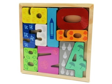 Drewniane puzzle łamigłówka Klocki cyfry cyferki