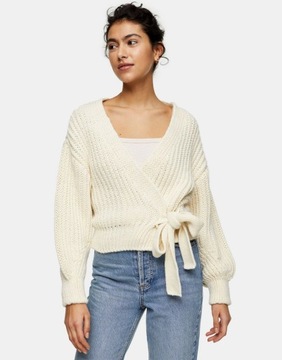 TOPSHOP SWETER DAMSKI BEŻOWY WIĄZANY 46 1ULL