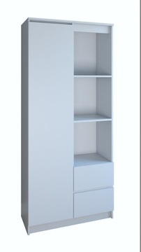 BIAŁY REGAŁ NA KSIĄŻKI 80 CM BIUROWY SZAFA BENITA