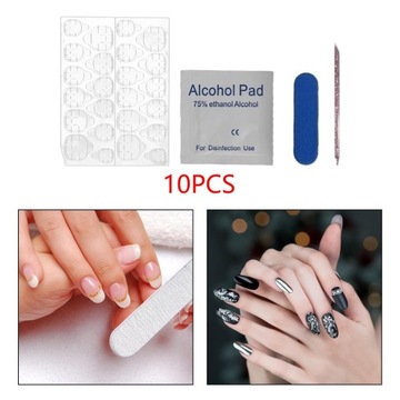 10 шт. дышащие искусственные наклейки для ногтей, двухсторонние желейные наклейки для ногтей