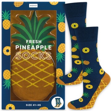 DŁUGIE SKARPETY MĘSKIE ANANAS SOXO PREZENT NA URODZINY DLA CHŁOPAKA