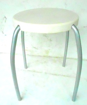 Taboret IKEA 18557 okrągły biały metal + plastik