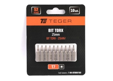 BIT grot końcówka TORX T7 25mm 10szt. TEGER