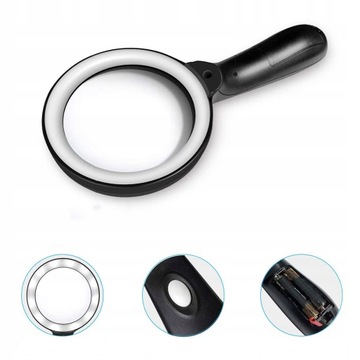 УВЕЛИЧЕНИЕ ДЛЯ ЧТЕНИЯ С ПОДСВЕТКОЙ, 10-кратная ЛУПА С 12 СВЕТОДИОДНЫМИ ЛАМПАМИ PRO