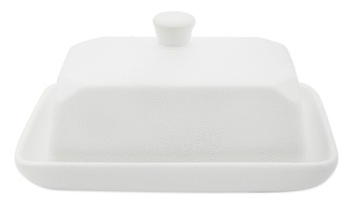 MASELNICZKA BIAŁA SZKLANA Z POKRYWKĄ POJEMNIK NA MASŁO PORCELANA