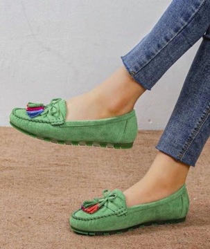 БАЛЕТКИ ЖЕНСКИЕ МОКАСИНЫ ЗАМШЕВЫЕ, TAG GREEN 37
