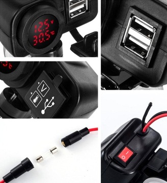 ЗАРЯДНОЕ УСТРОЙСТВО USB 2.1А ВОЛЬТМЕТР ТЕРМОМЕТР ДЛЯ МОТОРА