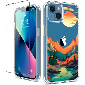 ETUI do Apple iPhone 13 WZMACNIANE 2 MM WZÓR KRAJOBRAZ CASE PLECKI + SZKŁO