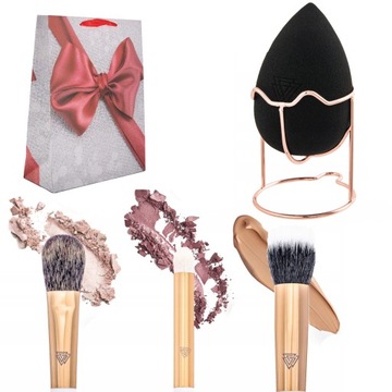 ПРОФЕССИОНАЛЬНЫЕ КИСТИ ДЛЯ МАКИЯЖА ГУБКА БЛЕНДЕР ПОДАРОЧНЫЙ НАБОР ЖЕНСКИЙ РОЖДЕСТВЕНСКИЙ