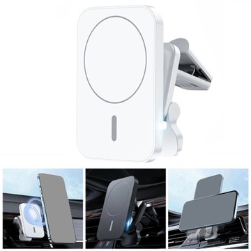 UCHWYT SAMOCHODOWY BEZPRZEWODOWA ŁADOWARKA QI do MAGSAFE do IPHONE 15W