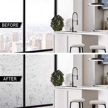 Matowa Szroniona Samoprzylepna Na Okno Ochrona i Prywatność Wzór bluszczu