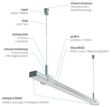 ZAWIESIE LINKA MONTAŻOWA DO PROFILI LED CZARNA