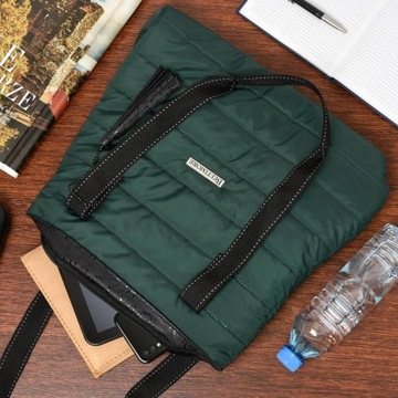 Zielona pikowana torebka sportowa A4