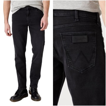 WRANGLER GREENSBORO MĘSKIE SPODNIE JEANSOWE JEANSY BLACK CROW W15QHP363 W31