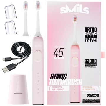 SZCZOTECZKA SONICZNA ELEKTRYCZNA DO ZĘBÓW VITAMMY SMILS PINK 5TRYBÓW USB