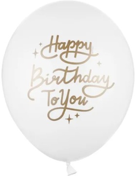 BALONY BIAŁE ZŁOTE HAPPY BIRTHDAY DUŻE BALON 1szt