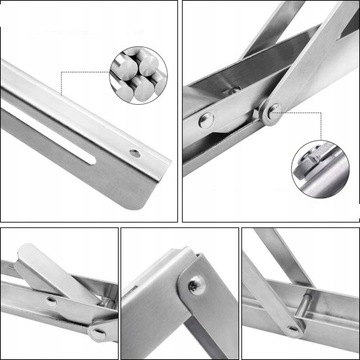 Настольная полка, складная, 400 мм, серебристая, 150 кг