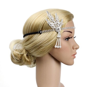 Винтажная женская повязка на голову 1920-х годов, женская вечеринка, серебро